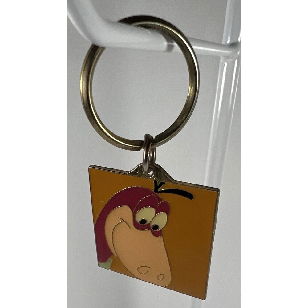 1994 HB Flintstones DINO dinosaur flat metal keyring key chain keychain 1.5"